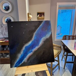 Abstract Galaxy Blue and Black Canvas Art